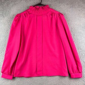 Vintage Rhoda Lee 1970s Pink Blouse Vtg Sz 12 Romantic Ruffled Collar